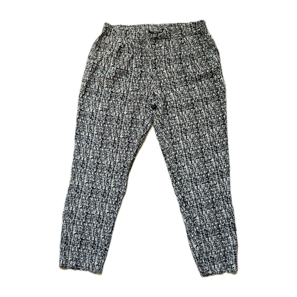 Cynthia Rowley Piazza Pants Womens L Black White Geometric Straight Leg EUC